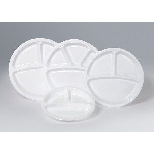 4 Compartment Leak Proof Round Shape White Disposable Dinner Plates