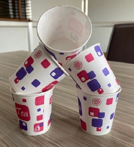 White Environment Friendly Light Weight Leak Resistance Printed Disposable Paper Cup (130Ml)