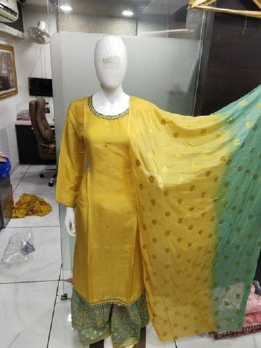 Yellow Lightweight Comfortable To Wear Designer Printed Readymade Designer Ladies Suits