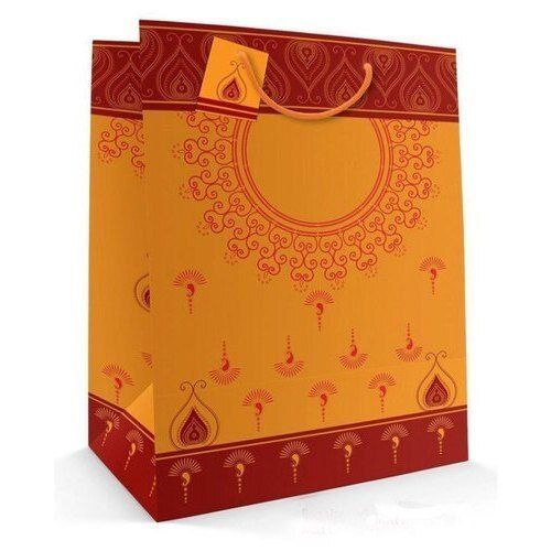 Brown Marron And Yellow Designer Art Paper Bag Eco-Friendly Plain Non Woven Fabric 