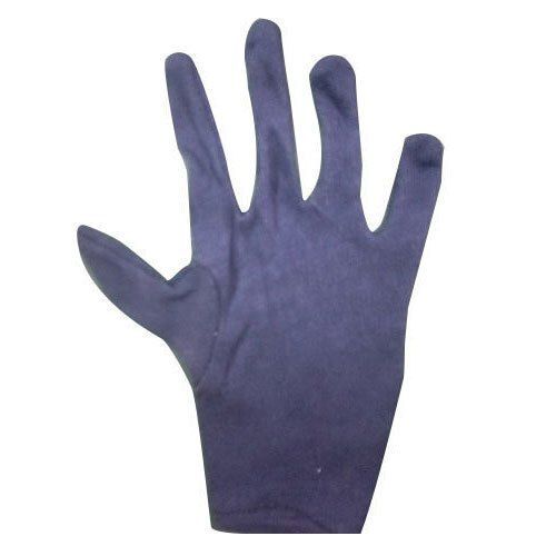 Cotton Blue Plain Full Fingered Skin Friendly Wrinkle Free Long Lasting Banian Gloves 