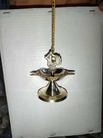 Anti Corrosive Pure Brass Hanging Diya For Religious Events & Spirituality Offers Size: Medium