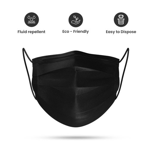 ARCATRON 3 Ply Disposable Nonwoven Fabric Super Breathable Surgical Face Masks (Carbon Black)