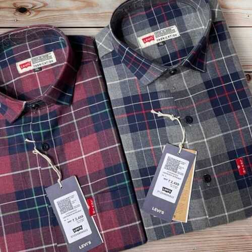 Full Sleeves Comfortable And Washable Cotton Check Shirt For Men Available In Maroon And Grey Shade