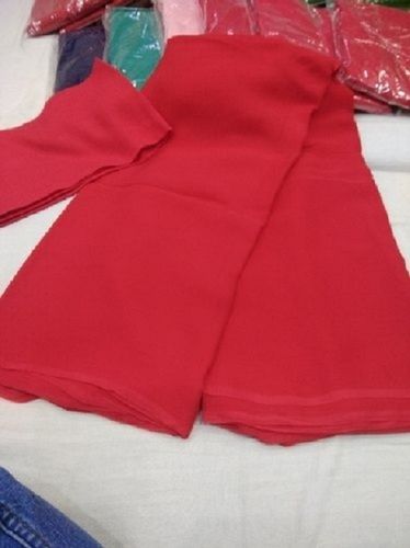 Silk Plain Red Color Casual Chiffon Saree