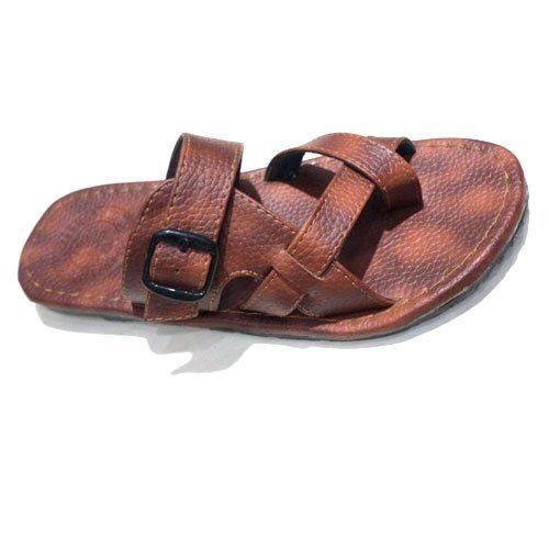 Pvc Outsole Material Brown 6-12 Size Slip On Leather Slipper For Men