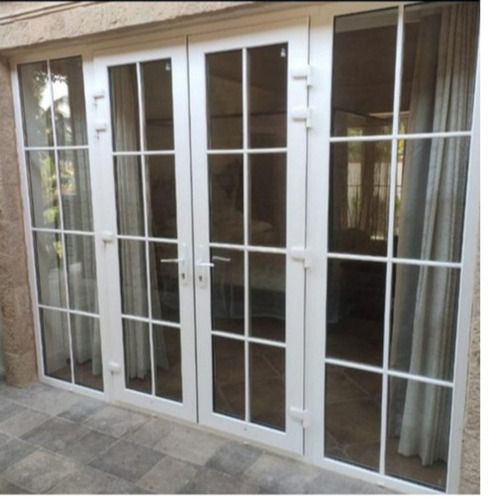 Rolling Silver Color Swing Exterior Upvc French Door For Residential And Cafe Use