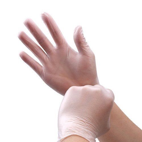 White Full Finger Use And Throw Disposable Pvc Hand Gloves Ideal For Hospitals