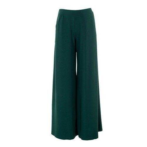 Casual Wear Highly Breathable And Comfortable Dark Green Color Ladies Palazzo