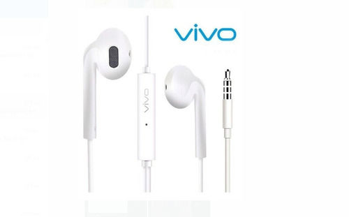 Good Sound Quality White Mobile Vivo Wired Earphone Body Material: Rubber