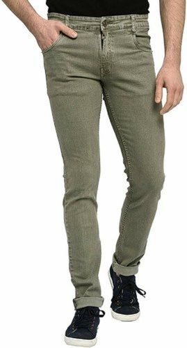 No Fade Casual Wear And Stylish Plain Light Green Color Mens Wear Jean Pant 