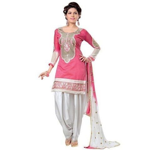 Pink And Cream Color Soft Comfortable Lightweight And Breathable Ladies Suit Salwar