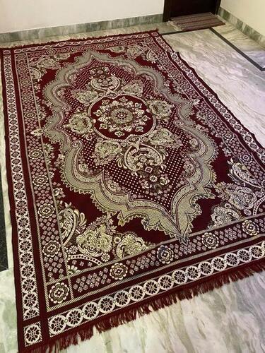 Rectangular Shape And Maroon Velvet Embroidered Carpet For Decorating Home