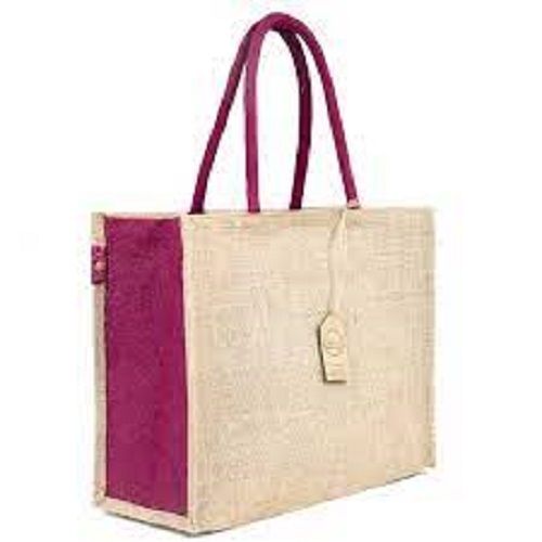 100 Percent Eco Friendly Highly Durable Brown And Pink Jute Carry Bags