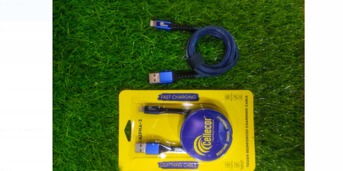 Blue Cellecor Data Cable With 1.2 Meter Length Suitable For All Type Of Mobile - PVC Material, 1.2 M Length, Blue Color, USB A/B Connector, 2 mm Diameter | High Durability, Long Lifespan, Versatile Compatibility