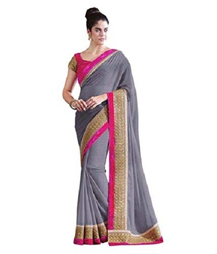 कॉटन सिल्क ग्रे पिंक (धूसर) रंग की महिलाओं की साड़ी ब्लाउज पीस सेट और हाई क्वालिटी फ़ैब्रिक के साथ
