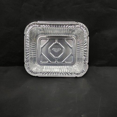 Silver Rectangle Shape Disposable Aluminum Foil Container With Lid For Event And Party