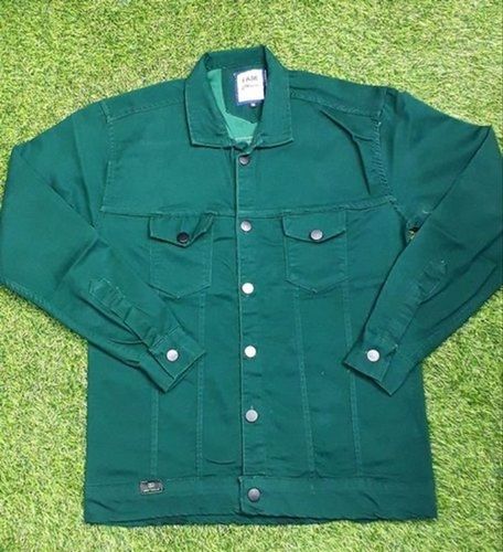 Flannel Plain Full Sleeve Cotton, Breathable Collar Neck Green Cotton Shirt For Men