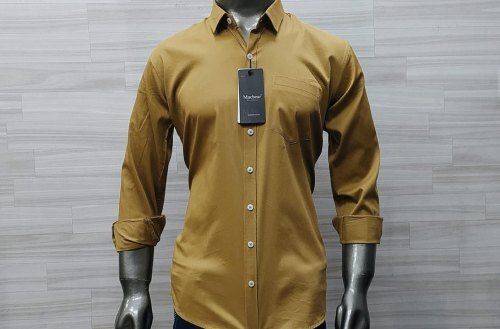 Brown Men Full Sleeves Breathable And Light Weight Soft Cotton Plain Formal Shirt