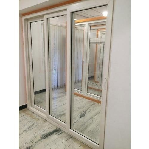 Various Colors Are Available Timber White Three Track Aluminium Sliding Window For Home And Offices