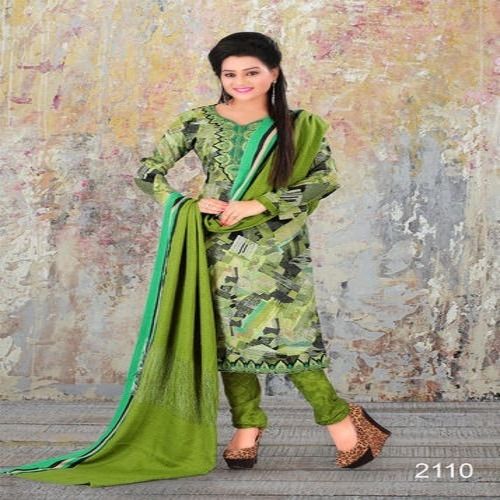 Indian Full Sleeve Green Coloured Printed Ladies Salwar Suit With Dupatta