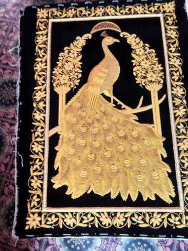 Handmade Beautiful Designer Black And Golden Printed Carpet Flooring For Home By Anees Handicraft