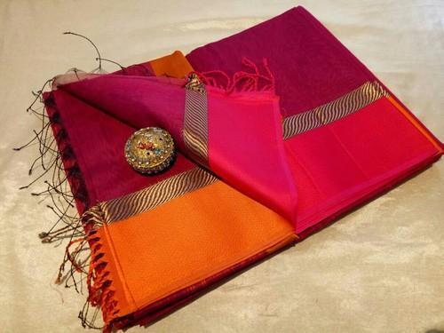 Brown Party Wear Banarasi Cotton Silk Saree For Ladies