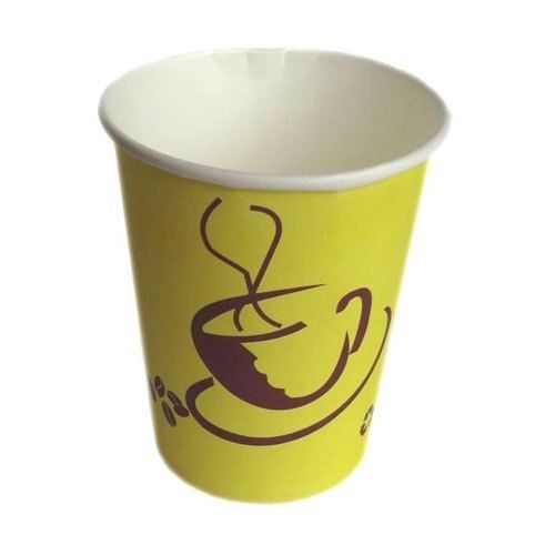 Yellow Printed Disposable Paper Glass With 2 Mm Thickness And 160 Ml Size