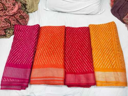  Red, Yellow Cotton Saree For Ladies With Comfortable And Breathable