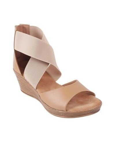 Beige  Slip On Women Mid Heel Back Zip Sandal (Picwc)