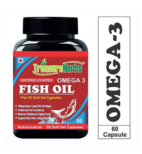 1000 Mg Treasureherbs Omega Three Fish Oil Soft Gels Capsules 60 