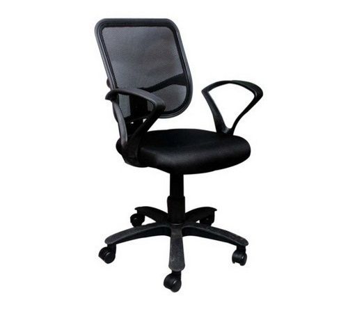 Black Color Easy Move Cushion Seat And Net Back Plain Stylish Office Chair Height: 12 Inch (In)