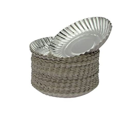 Ms Disposable Eco Friendly And Round Shape Silver Coated Paper Plates