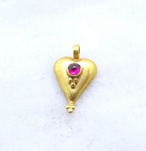 Heart Shaped Handmade 18K Yellow Gold Charm