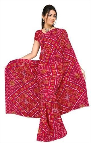 Ladies Red Color Soft And Comfortable Printed Cotton Silk Saree