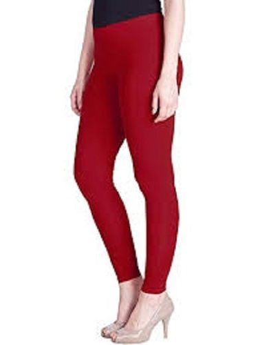 Red Color Lightweight Breathable And Comfortable Plain Ladies Cotton Legging 