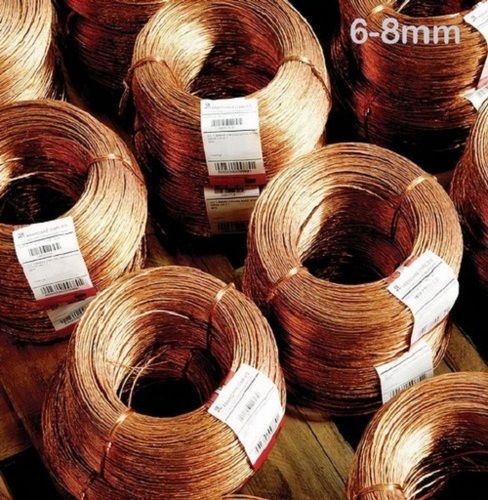 Solid And Flexible Recycled Golden Round Bare Copper Wire For Industrial Use