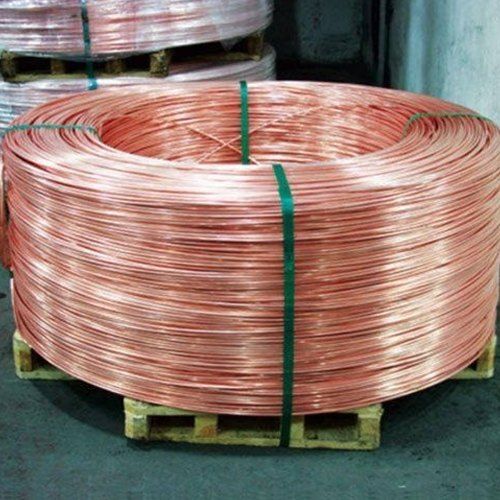 Solid And Flexible Shiny Reddish-Brown Metal Round Copper Wire Rods For Industrial Use