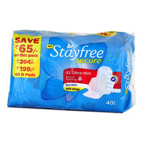 White  Extra Large Anti Wrinkle And Skin Friendly Soft Sanitary Women Pad With Wings