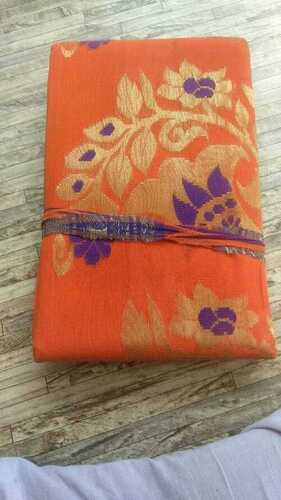 Orange Beautiful Designer Handloom Printed Ladies Saree For Weddings And Parties