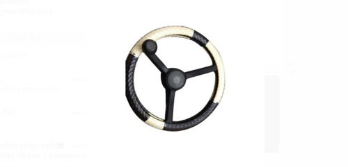 Steel Black And White Car Steering Wheel, Shape Round, Three Spoke Design