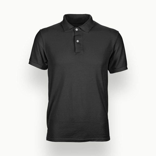 Black Color Lightweight And Comfortable Half Sleeves Polo Neck Mens T-shirt