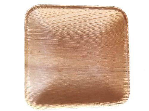 Brown Eco-Friendly Plain Dyed Non Woven 6 Inch Square Shape Disposable Areca Leaf Plate