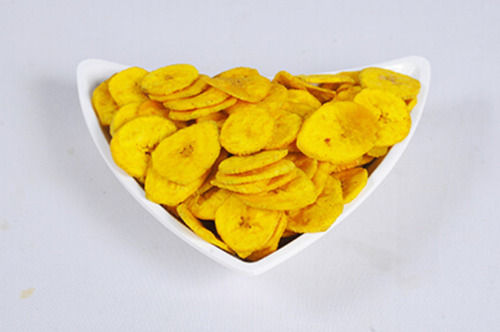 Crispy Yellow Round Shape Fried Hygienically Packed Banana Chips