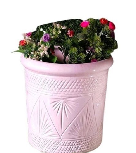 Eco Friendly Round Shaped Plastic Flower For Garden Plant With White Container Set 