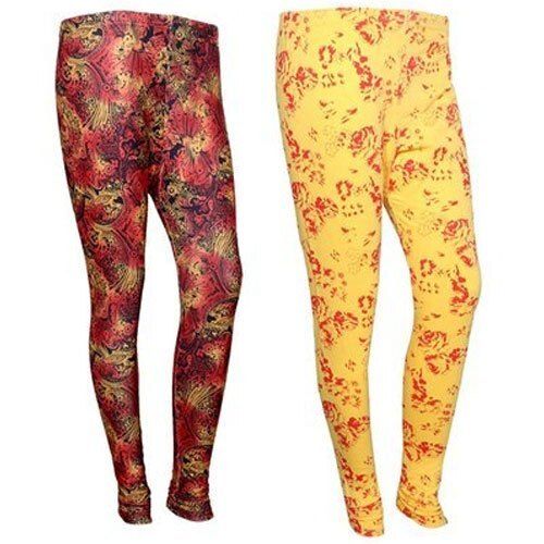 All Colours Ladies Wrinkle Free Yellow And Maroon Simple Stylish Look Brand New Cotton Printed Churidar Leggings