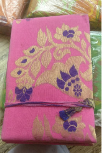 Cotton Pink Colour Beautiful Design Handloom Printed Saree For Weddings And Parties