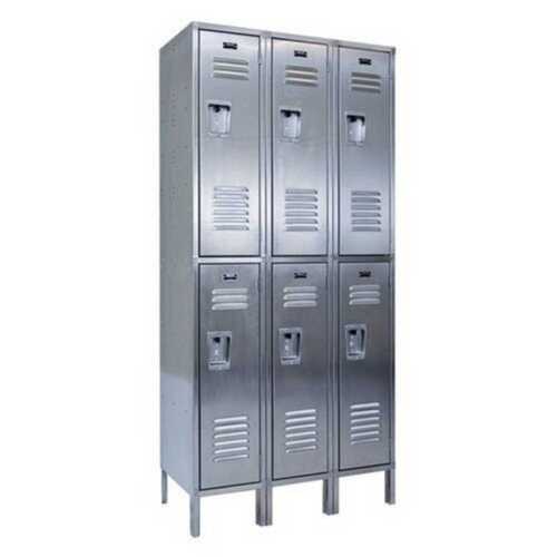 White 7 Feet Height Polished Finish Coin Lock Stainless Steel Staff Locker For Office Use