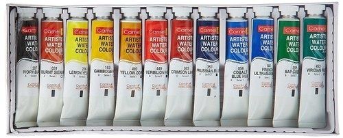 Camel Artist'S Water Color 20 Ml In Each Tube With 12 Shades, For Stationary Use Application: Brush