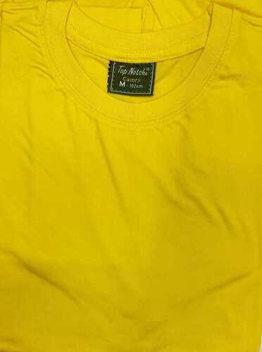 Casual And Daily Wear Yellow Colour Round Neck Plain T Shirt With Polyester Fabrics Gender: Male